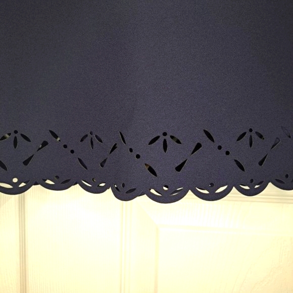 J. Crew Laser Cut Scalloped Navy Blue Shift Dress Size 10 - Picture 6 of 9